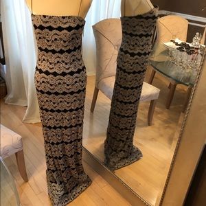 SALE JS Boutique, Formal, Black w/Gold Lace, Sz10